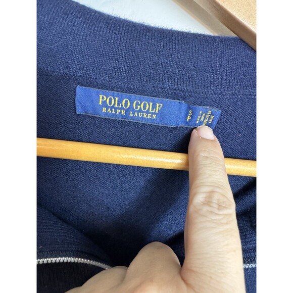 POLO RALPH LAUREN GOLF NAVY CASHMERE ZIP FUNNELNECK SWEATER JACKET SZ S - Picture 2 of 7